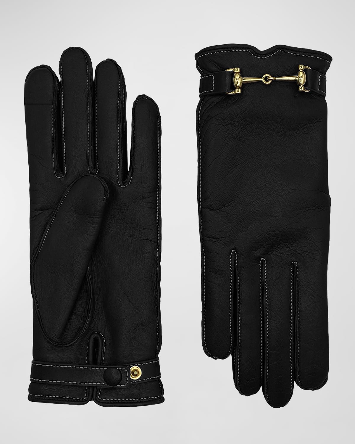 Classic Buckled Leather & Cashmere Gloves
