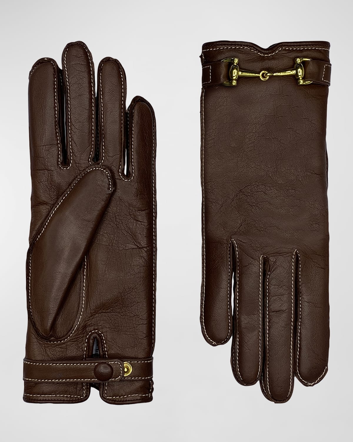 Classic Buckled Leather & Cashmere Gloves