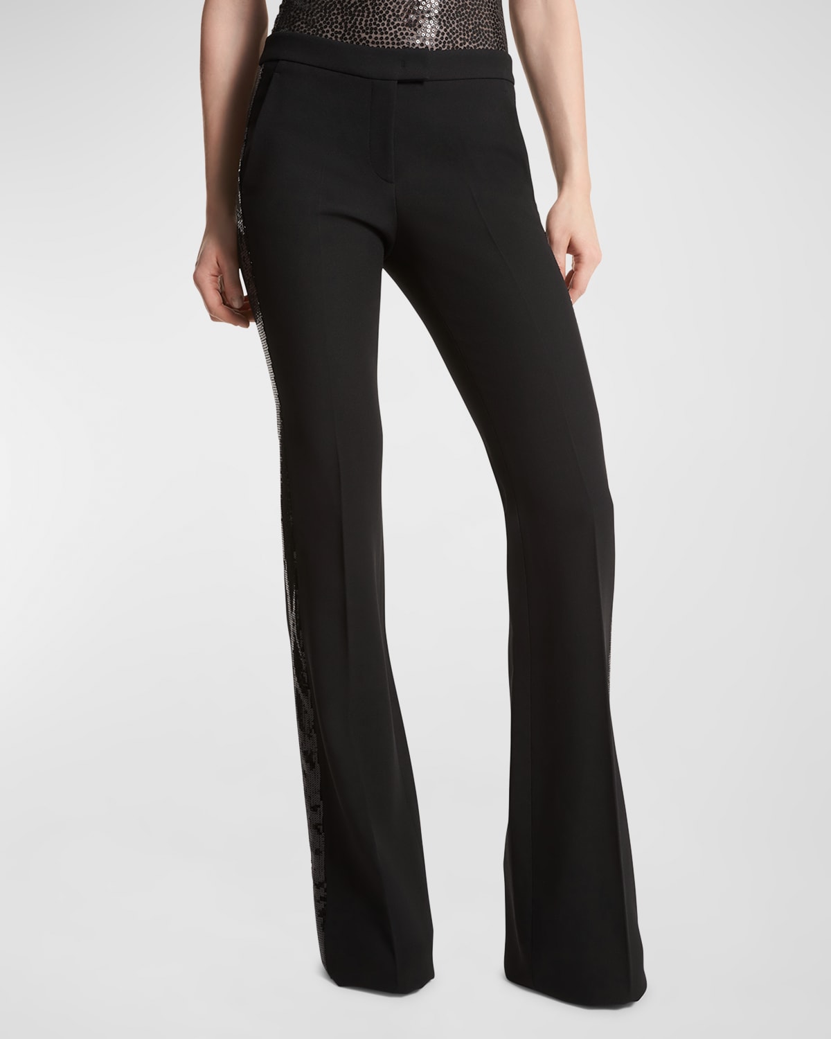 Shop Michael Kors Haylee Flare Tuxedo Pants In Black