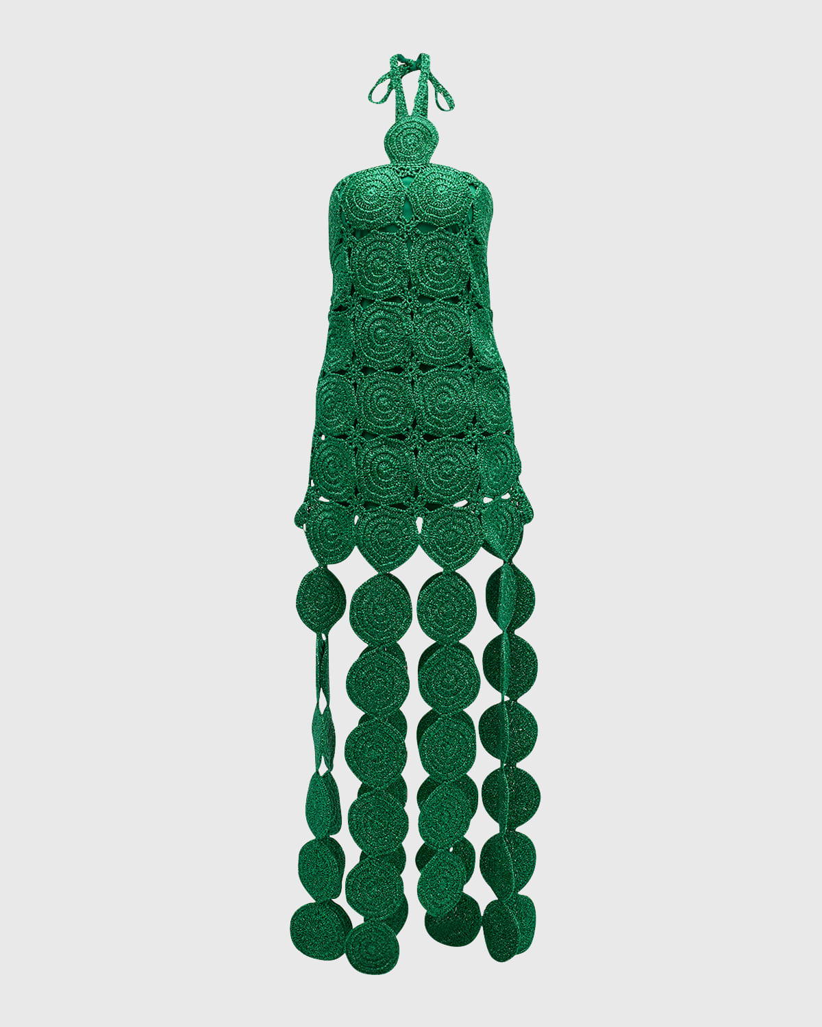 Simonmiller Beep Beep Lurex Crochet Cutout Halter Maxi Dress In Gummy Green