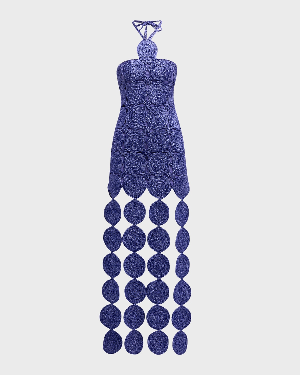 Simonmiller Beep Beep Lurex Crochet Cutout Halter Maxi Dress In Amethyst