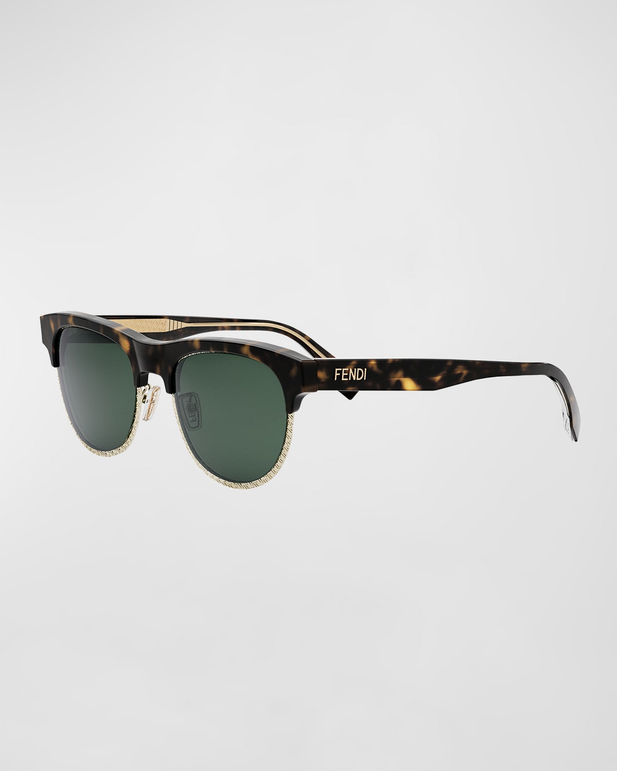Fendi Travel Round Sunglasses, 51mm In Dark Havana/green Solid