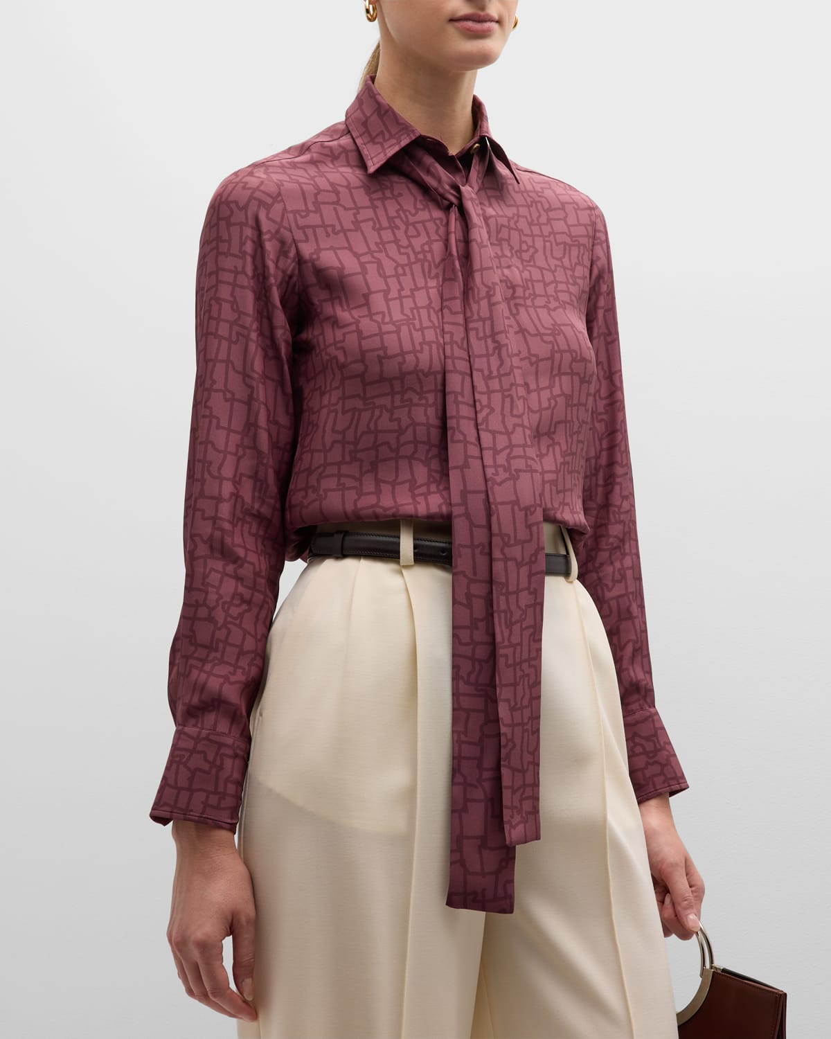 Silk Shirt with Scarf-neck Details