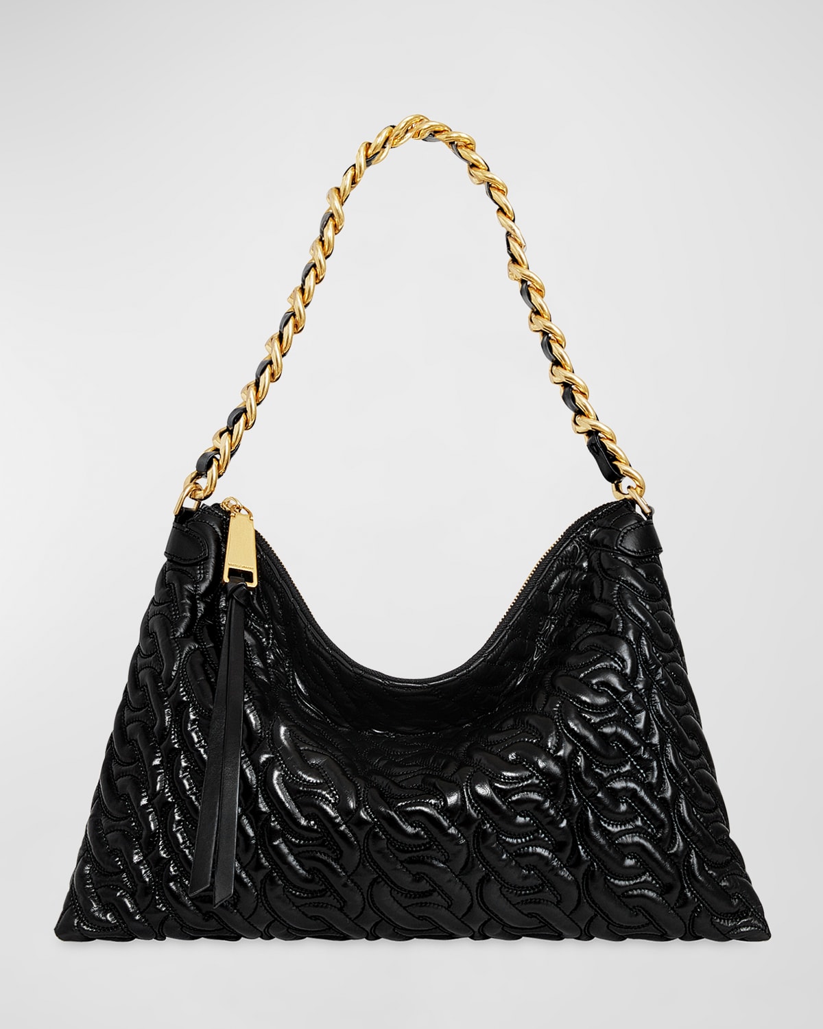 Rebecca Minkoff Edie Quilted Leather Chain Shoulder Bag In Black