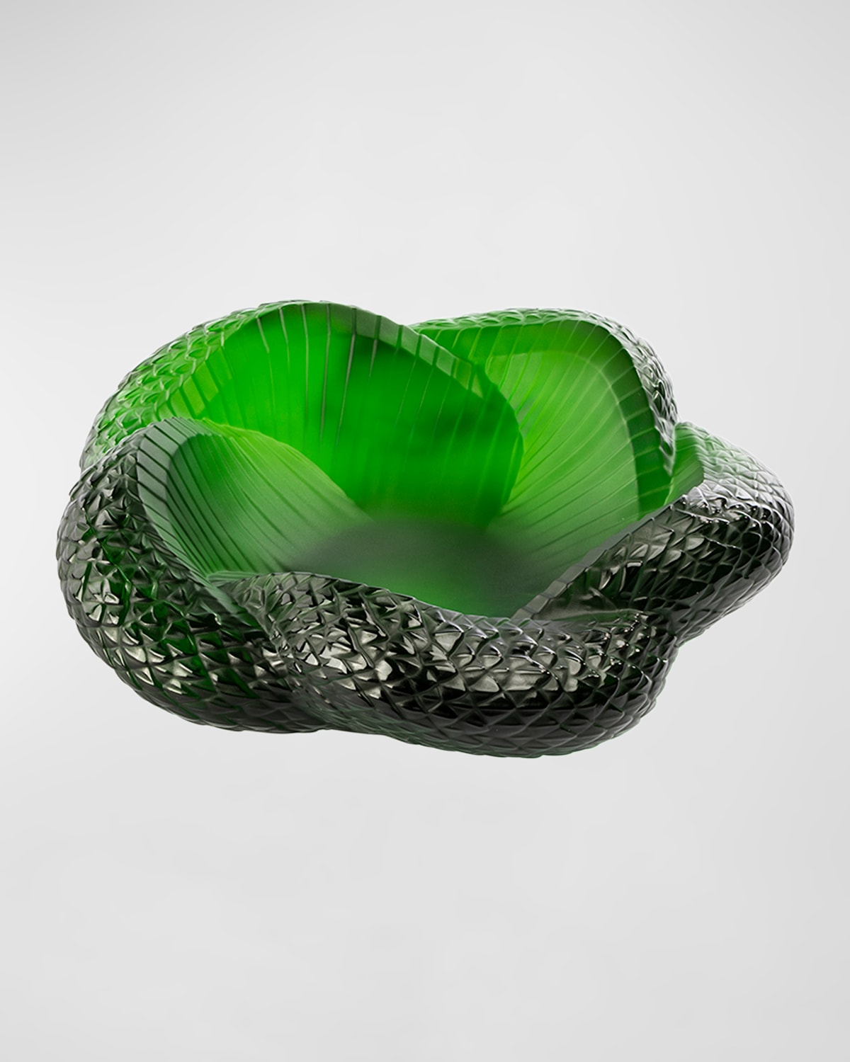 Lalique Serpent Bowl, Amazon Green In Black