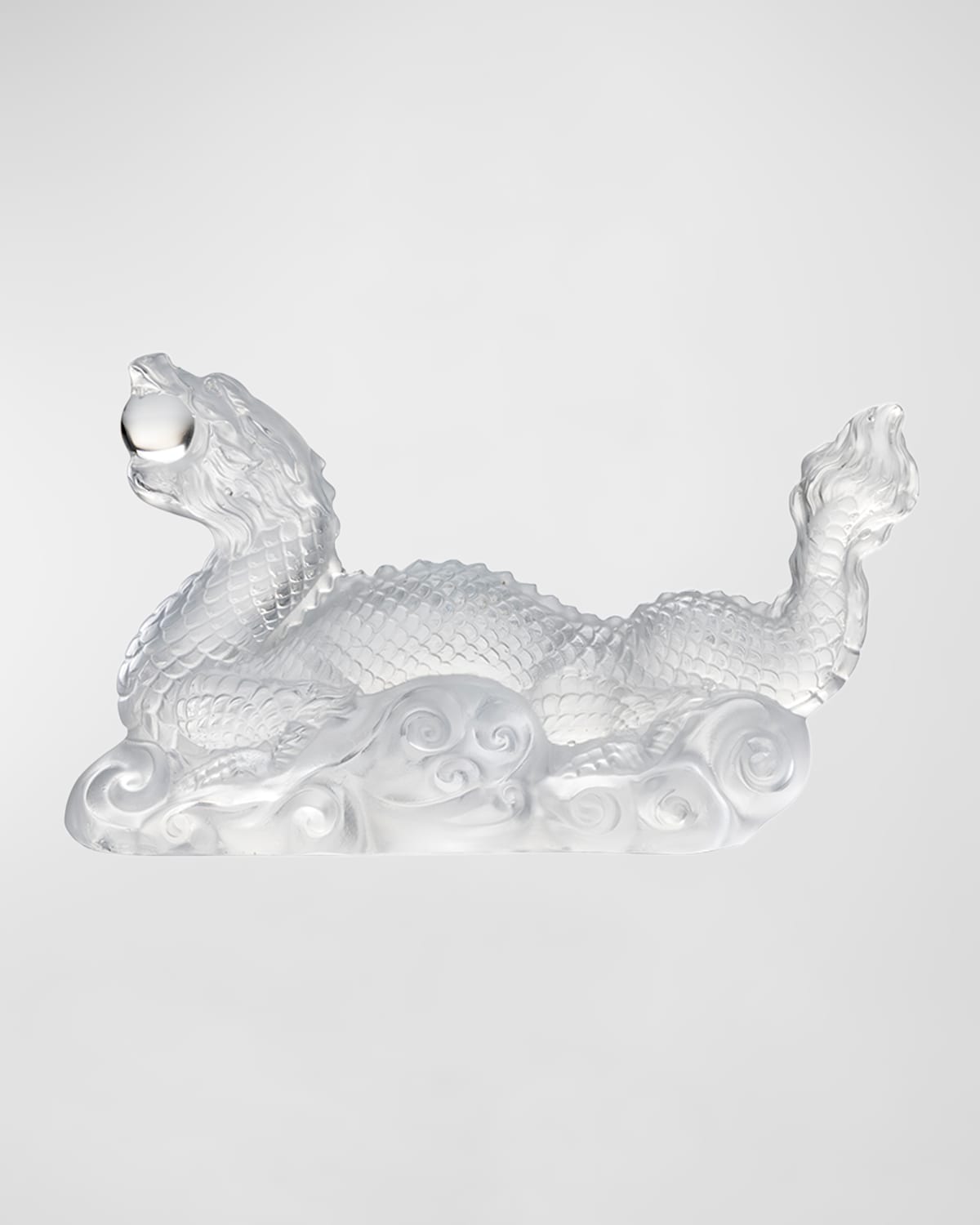 Lalique Dragon Tianlong Sculpture, Clear In White