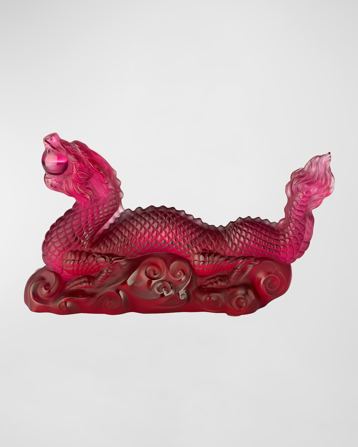 Lalique Dragon Tianlong Sculpture, Red In Brown