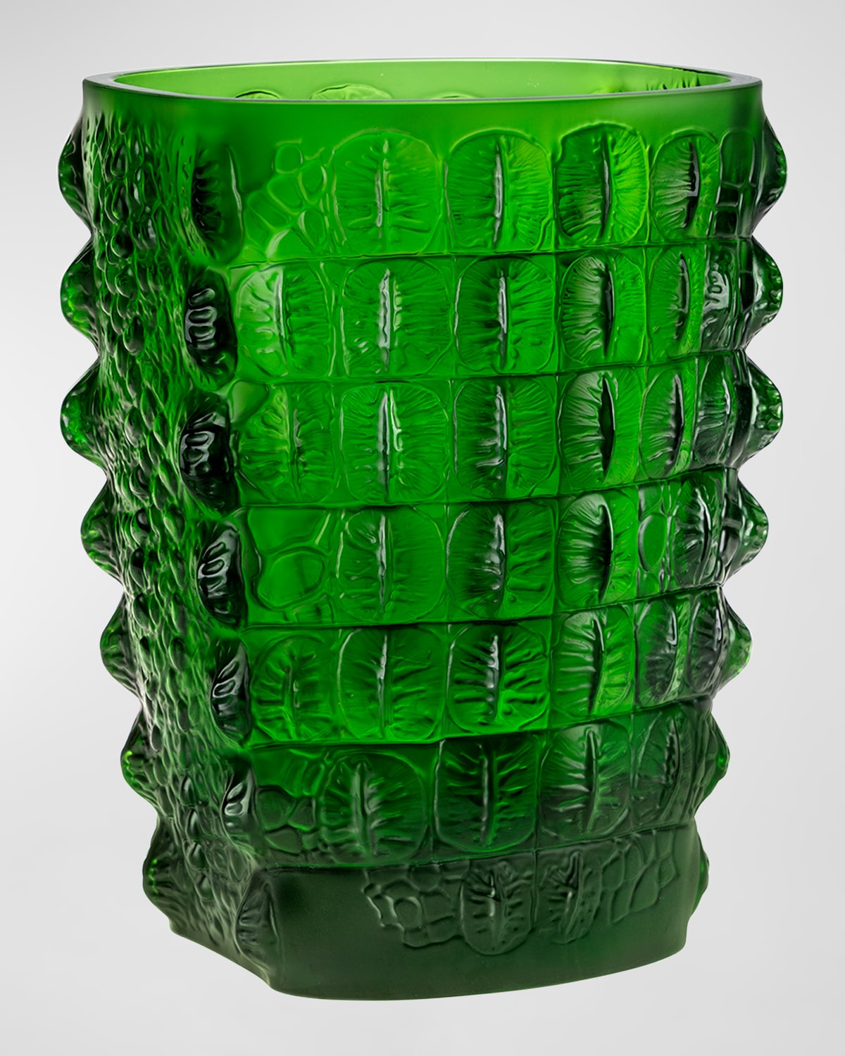 Lalique Crocodile Vase, Amazon Green