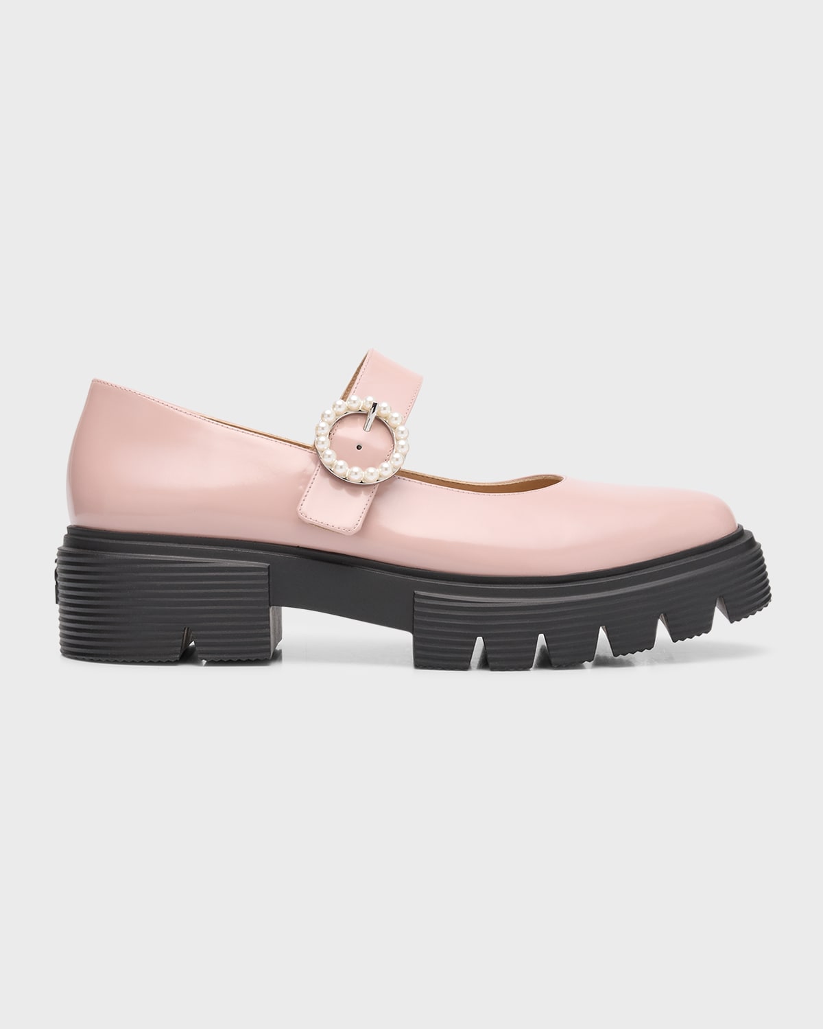 Stuart Weitzman Nolita Leather Pearly Mary Jane Loafers In Ballet