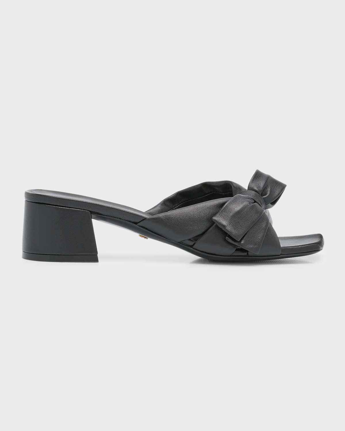 Shop Stuart Weitzman Sofia Lambskin Bow Mule Sandals In Black