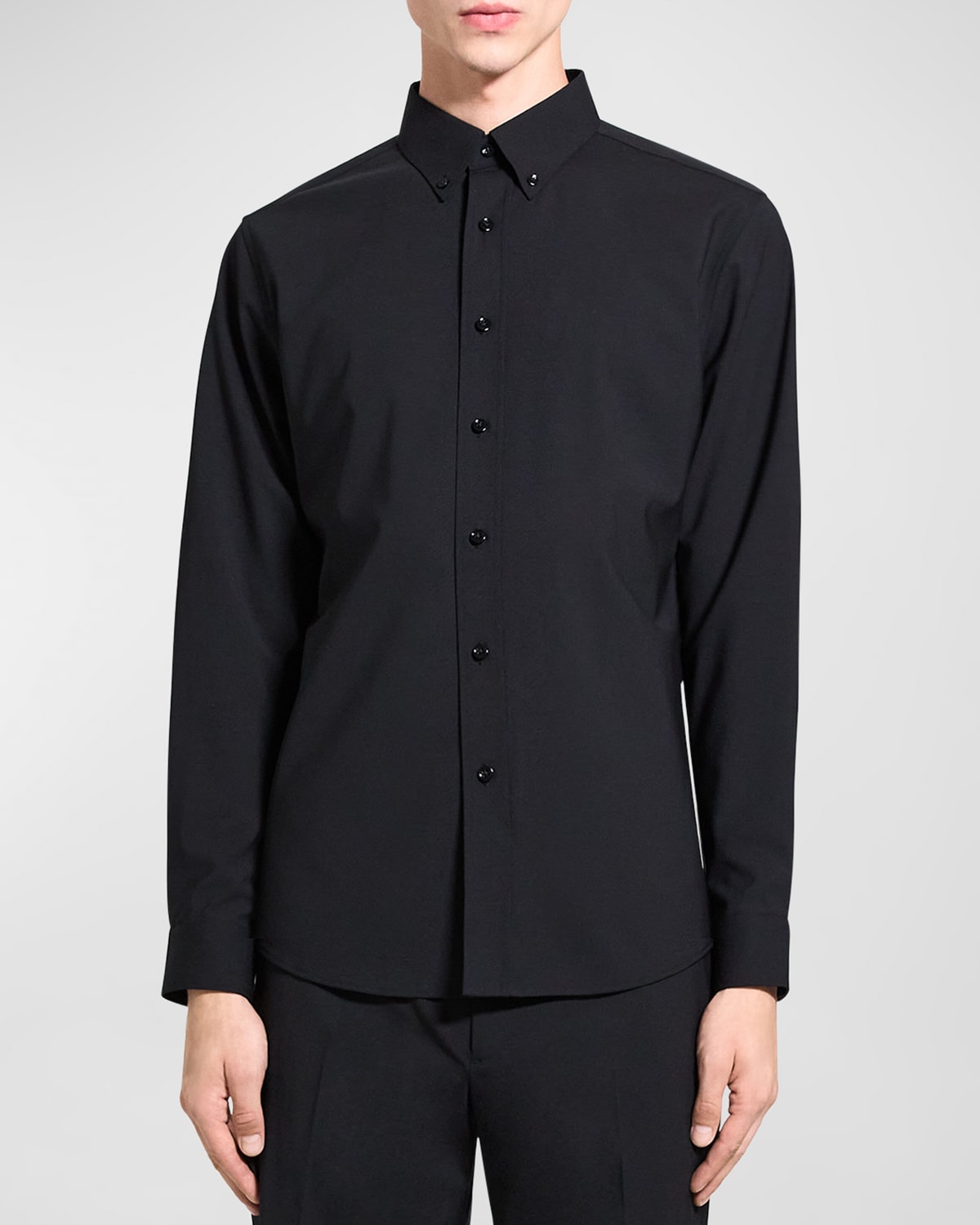 Shop Theory Men's Hugh Stretch Wool Sport Shirt In Black
