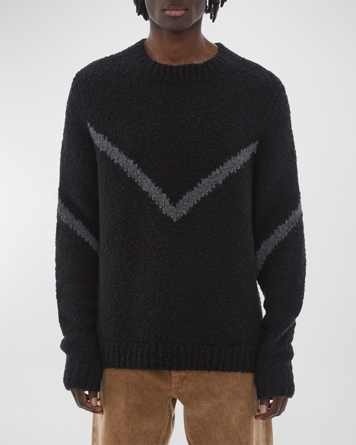 Helmut Lang Merino Wool Textured Crewneck Sweater In Blk