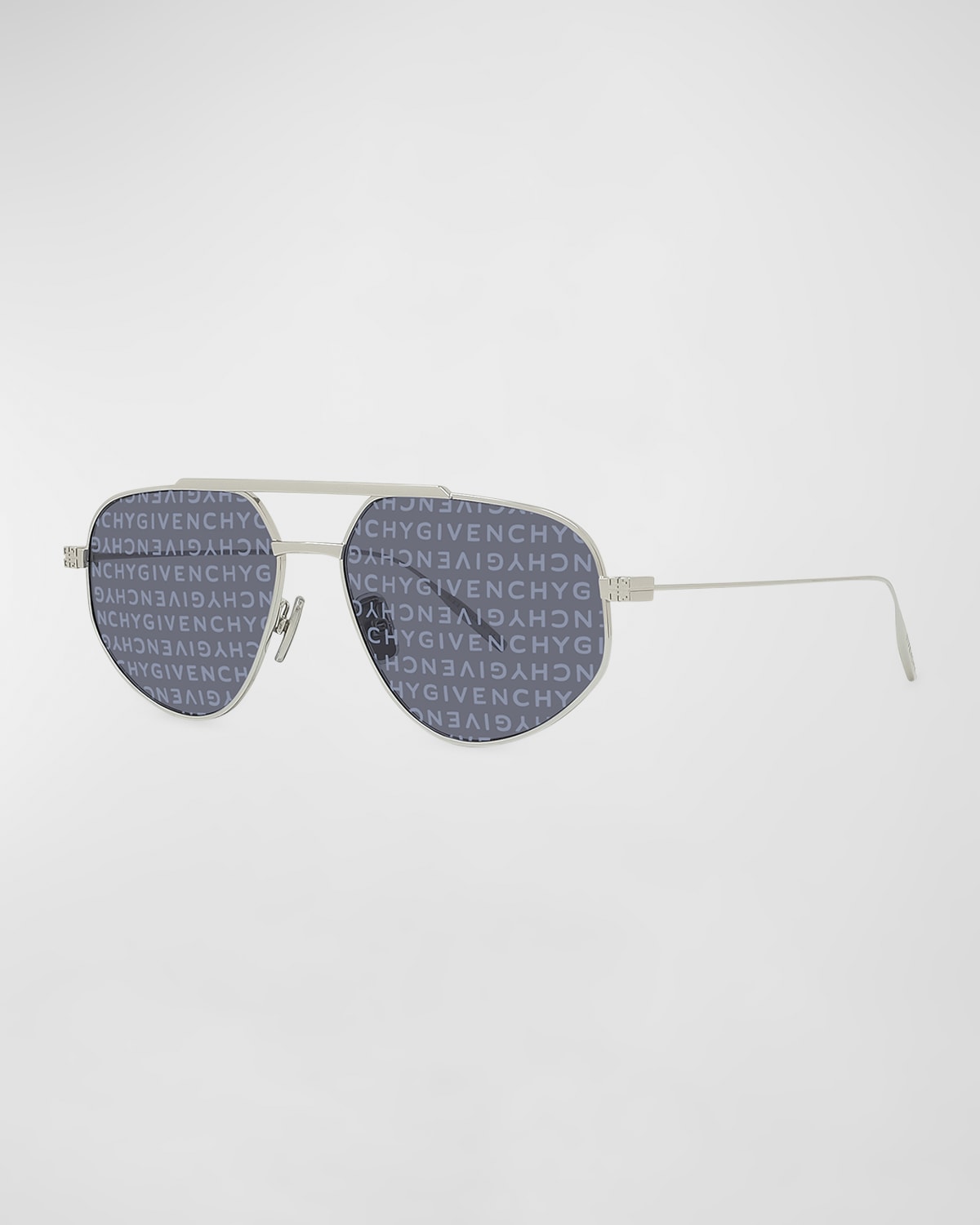 Shop Givenchy Men's Gv Speed Metal Aviator Sunglasses In Shiny Palladium