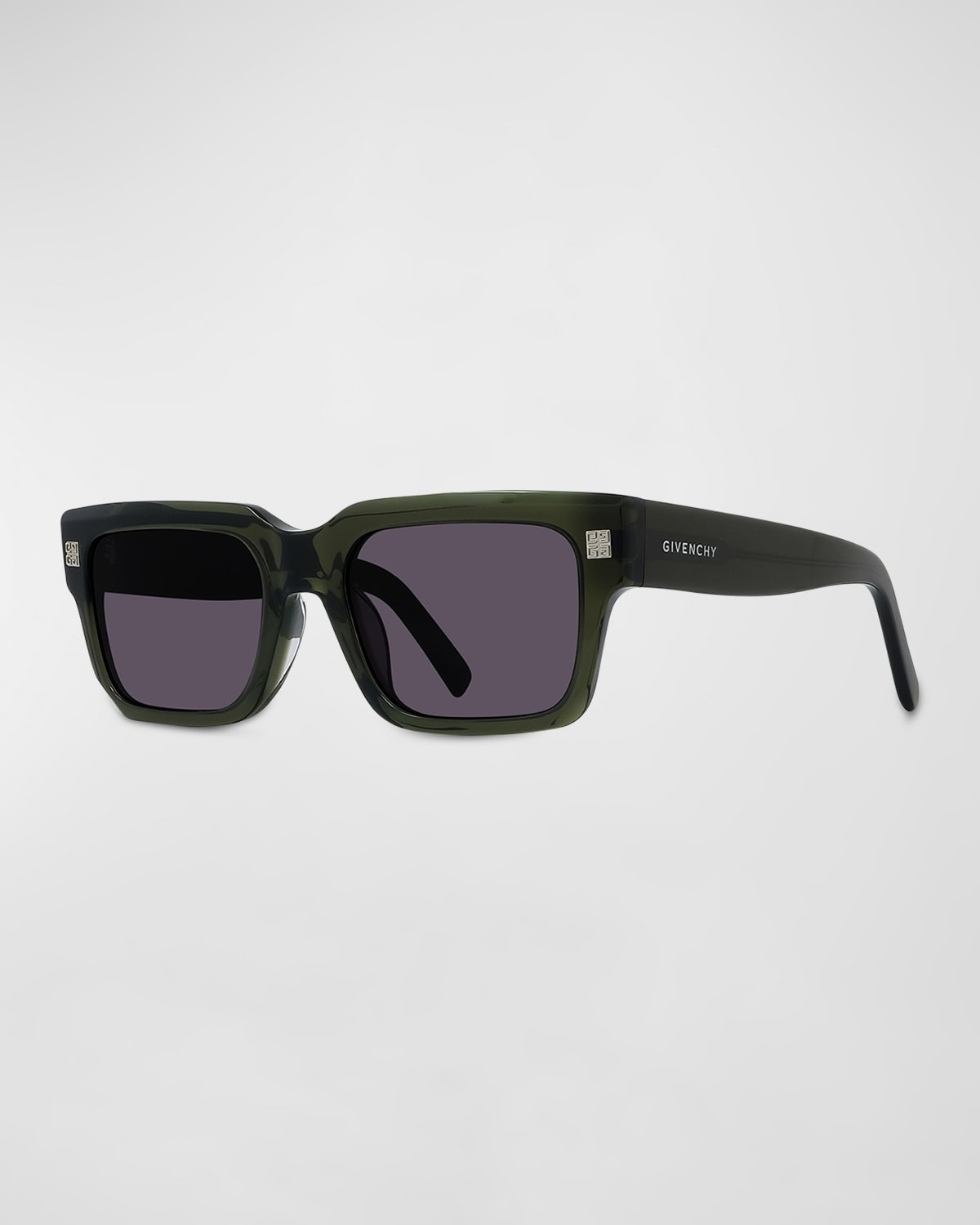 Shop Givenchy Men's Gv Day Acetate Square Sunglasses In Shiny Dark Green