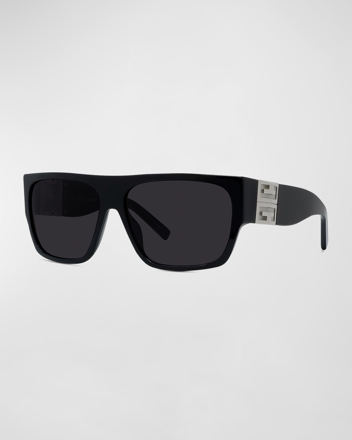 Givenchy Men's 4g Acetate Rectangle Sunglasses In Matte Black