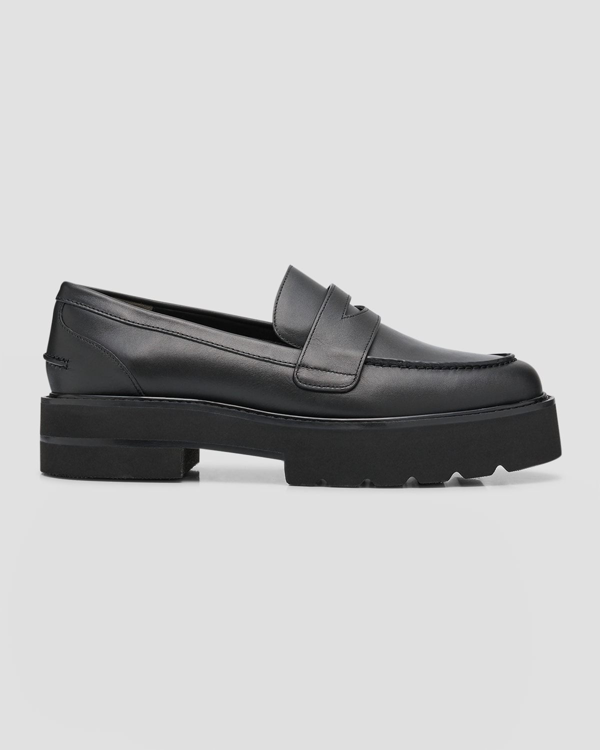 Stuart Weitzman Ultralift Leather Casual Penny Loafers In Black