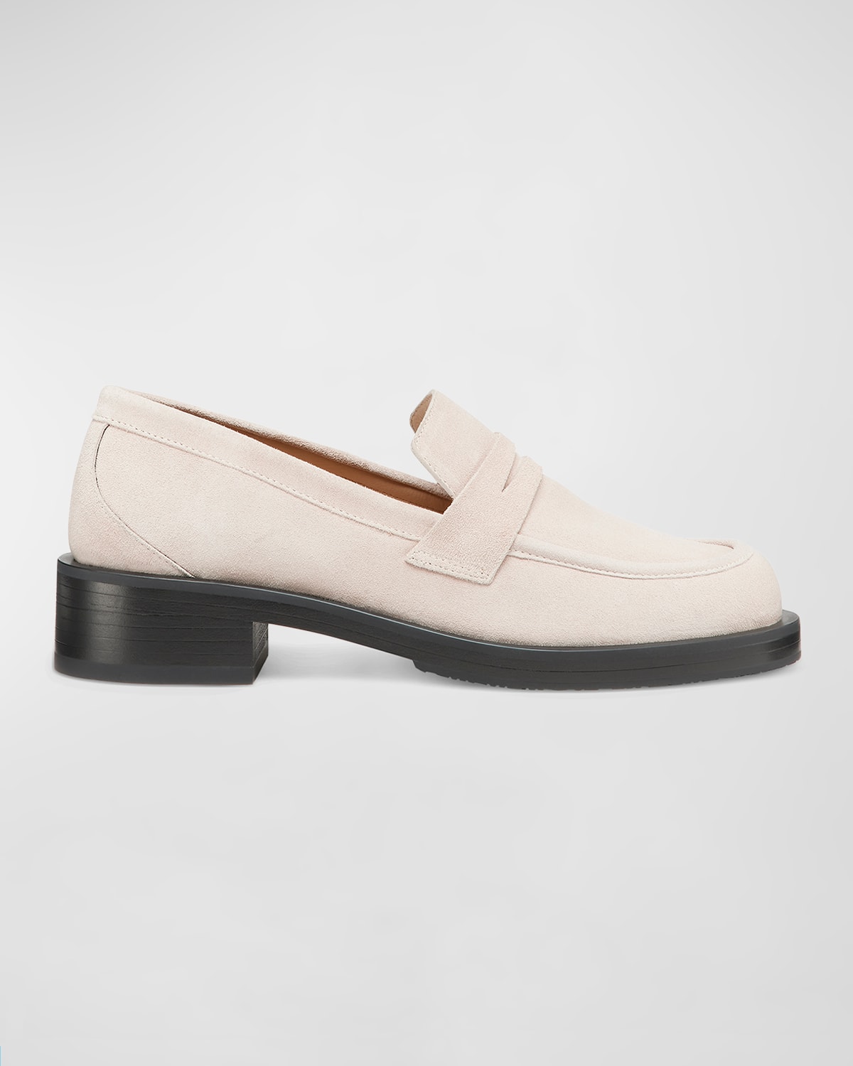 Shop Stuart Weitzman Palmer Suede Penny Loafers In Sabbia