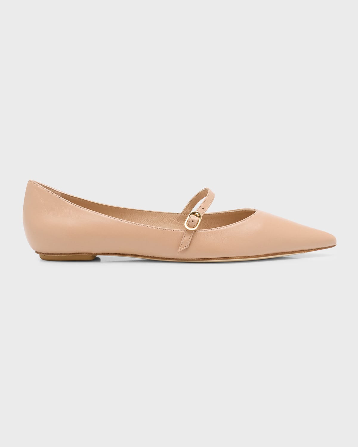 STUART WEITZMAN EMILIA LEATHER MARY JANE BALLERINA FLATS