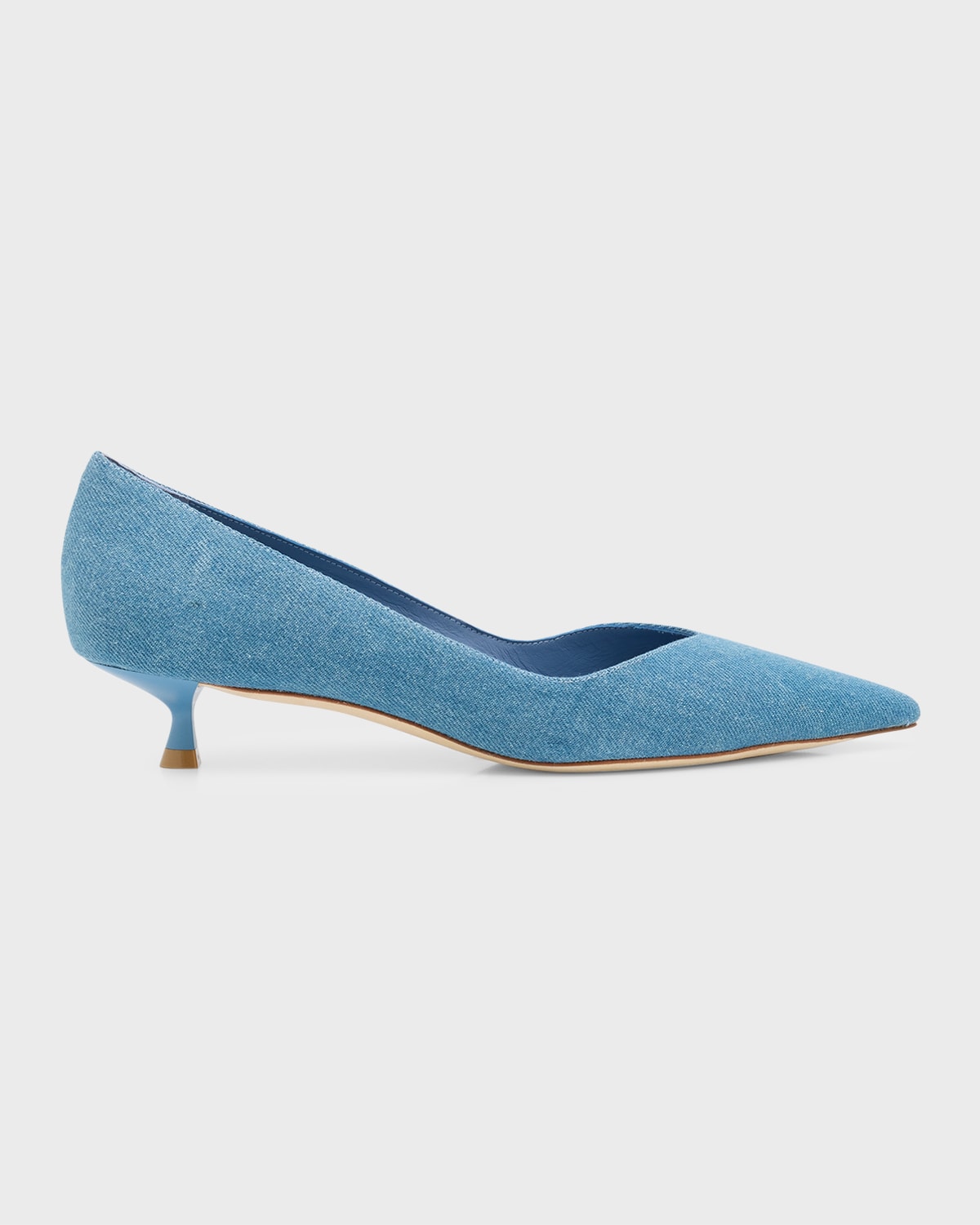 Stuart Weitzman Eva Denim Kitten-heel Pumps In Washed