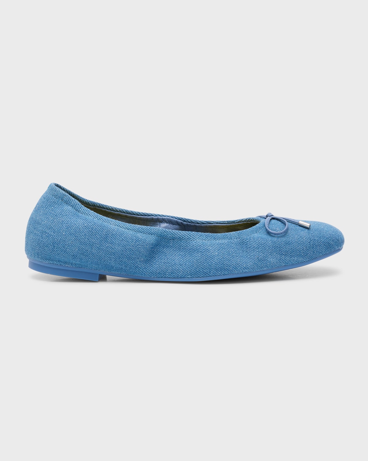 Shop Stuart Weitzman Bardot Denim Bow Ballerina Flats In Washed