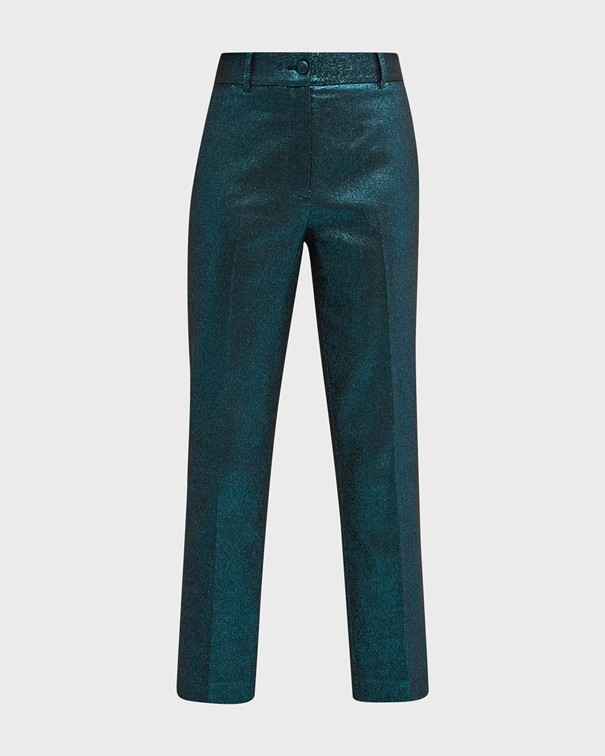 Metallic Straight-Leg Crop Pants