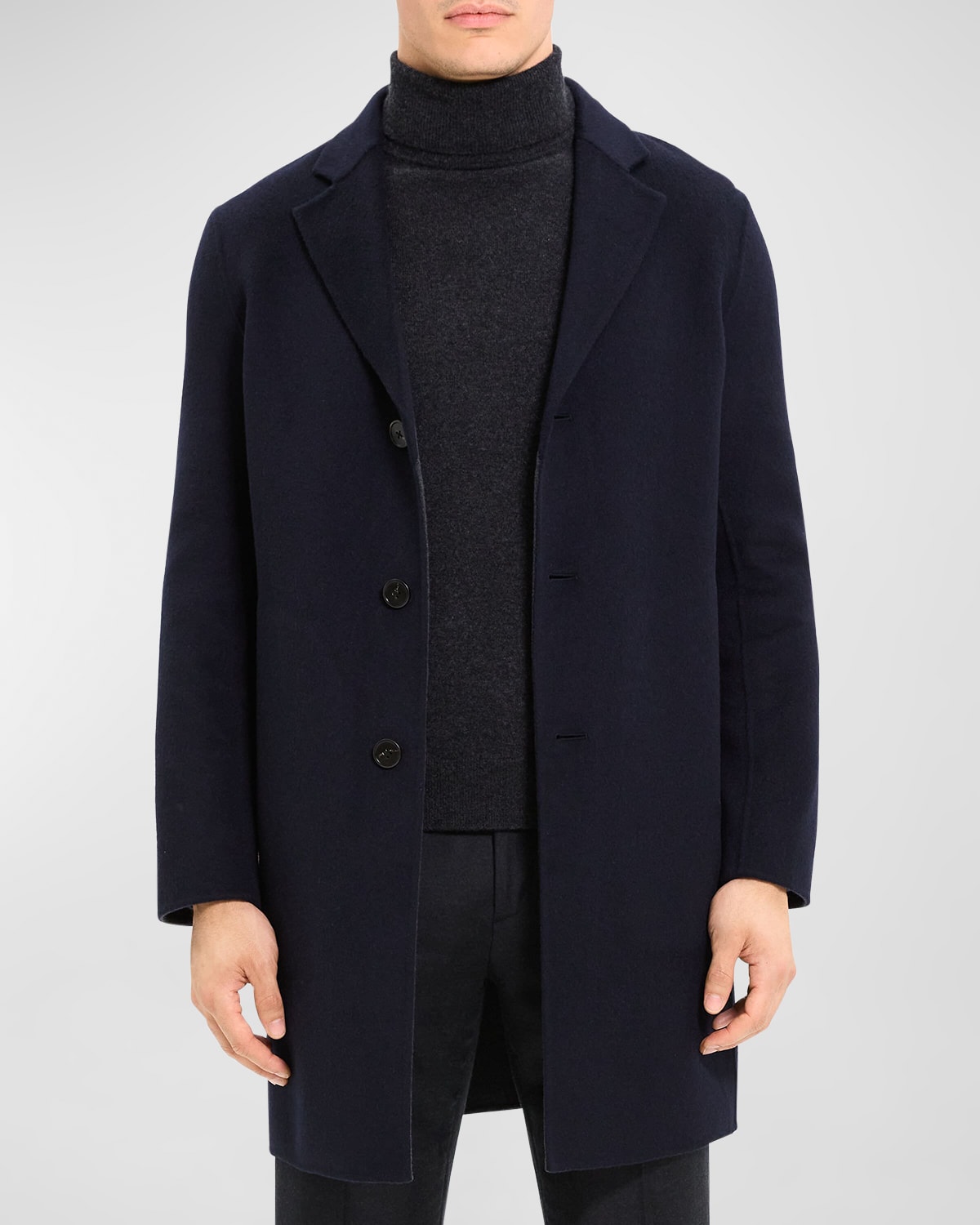 Theory Men's New Divide Wool-cashmere Topcoat In Baltic