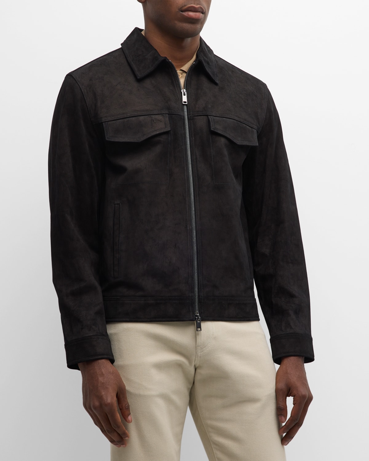 Shop Theory Men's Damien Full-zip Suede Jacket In Black