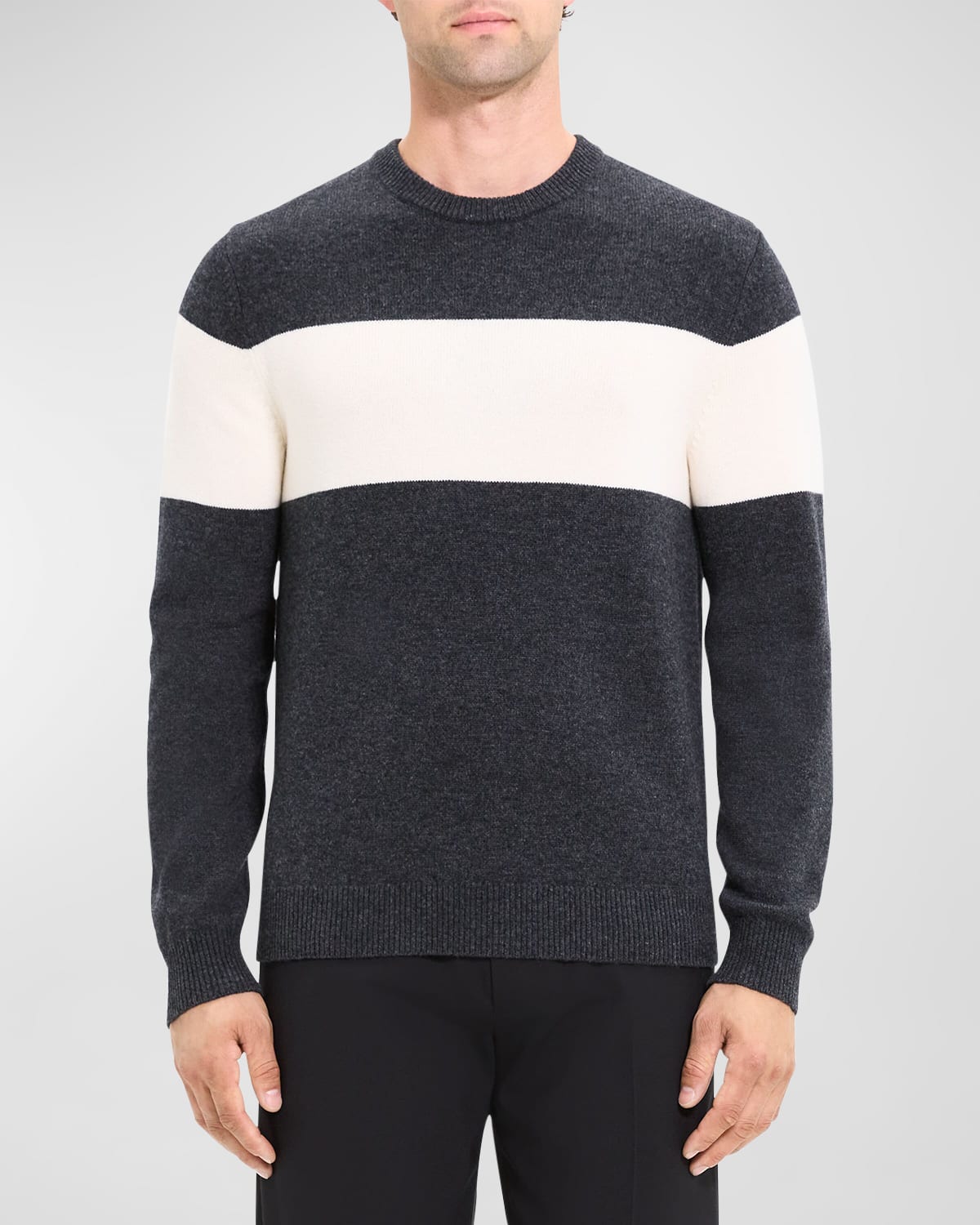 Shop Theory Men's Hilles Stripe Sweater In Montana Wool In Ps Mln/ivr