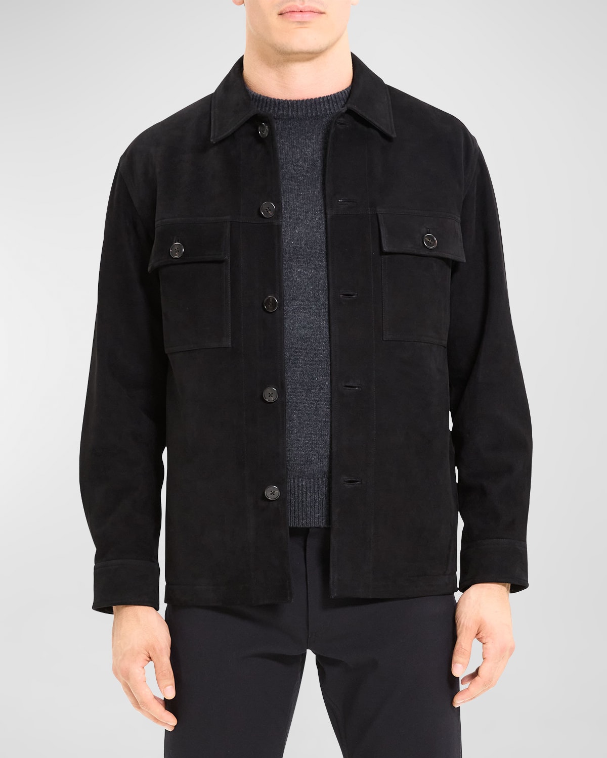 Theory Closson Military Jacket In Suede In Black