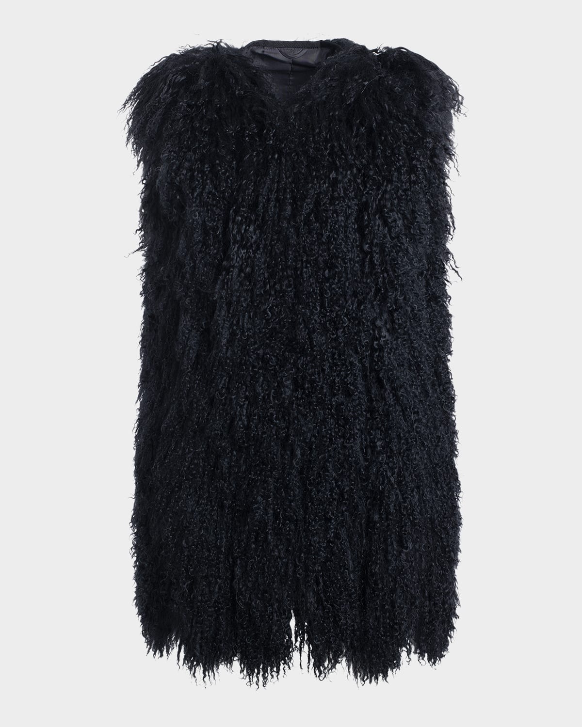 Gorski Monoglian Lamb Vertical Layer Vest In Black