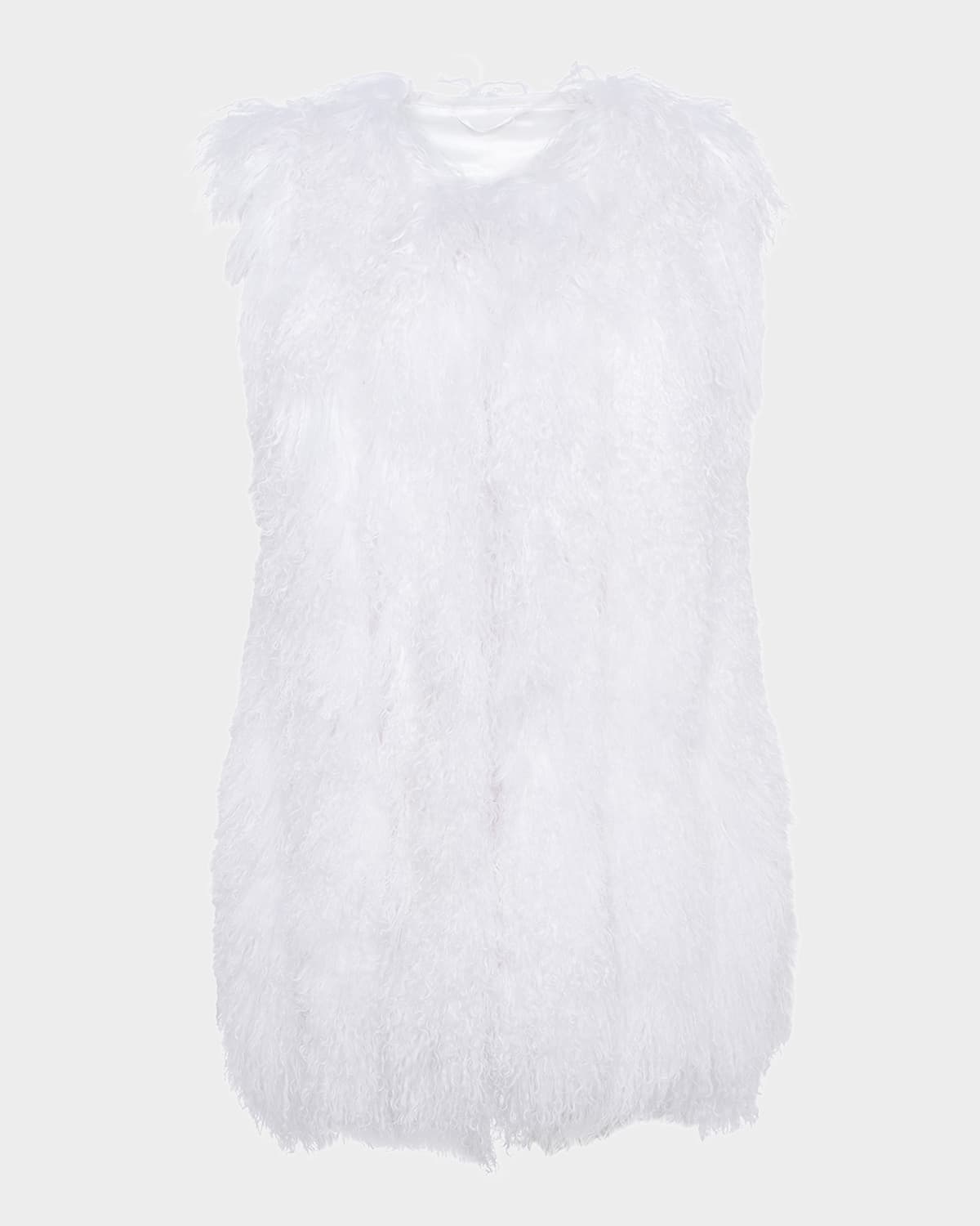 Gorski Monoglian Lamb Vertical Layer Vest In White
