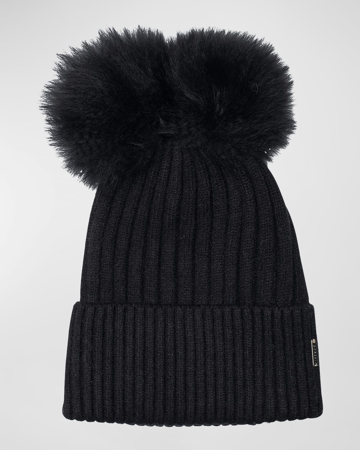 Gorski Double Toscana Lamb Pom Knit Beanie In Black Black
