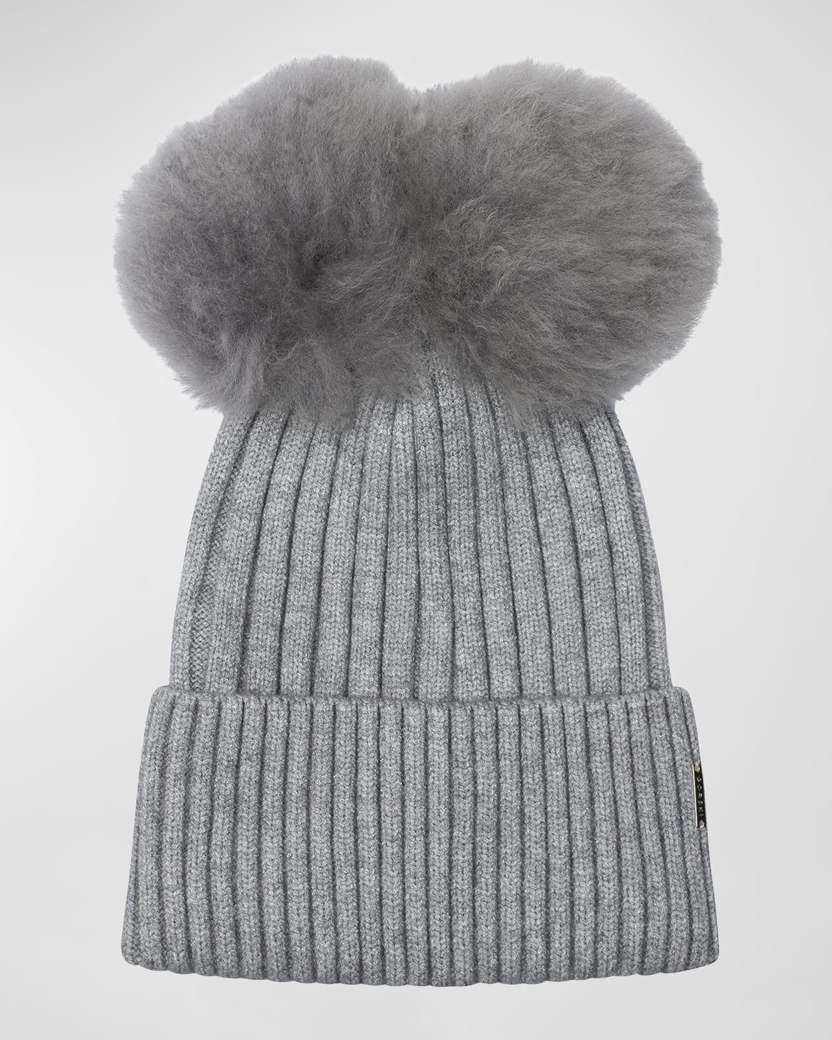 Gorski Double Toscana Lamb Pom Knit Beanie In Gray Gray