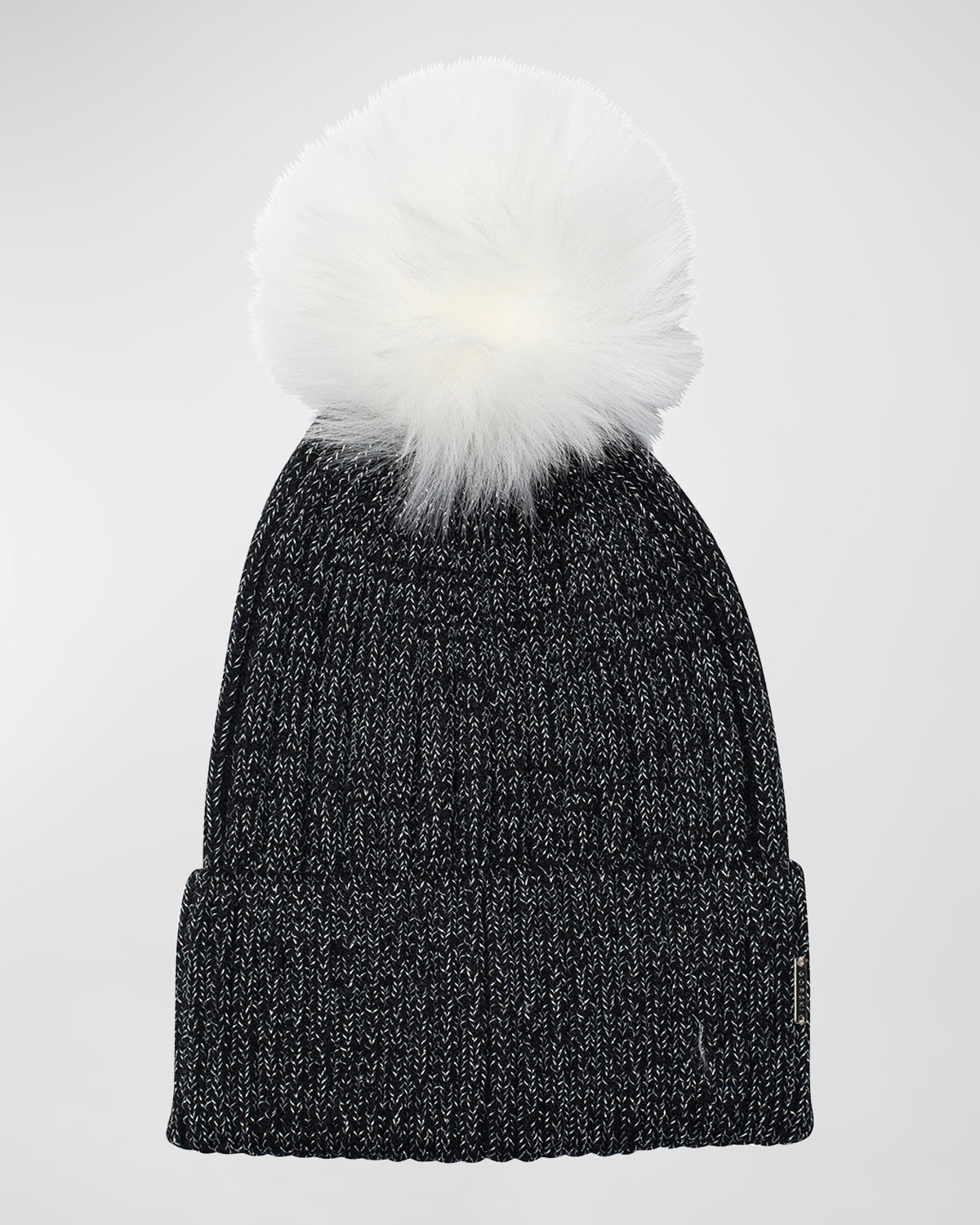 Metallic Wool-Blend Knit Toscana Lamb Pom Beanie