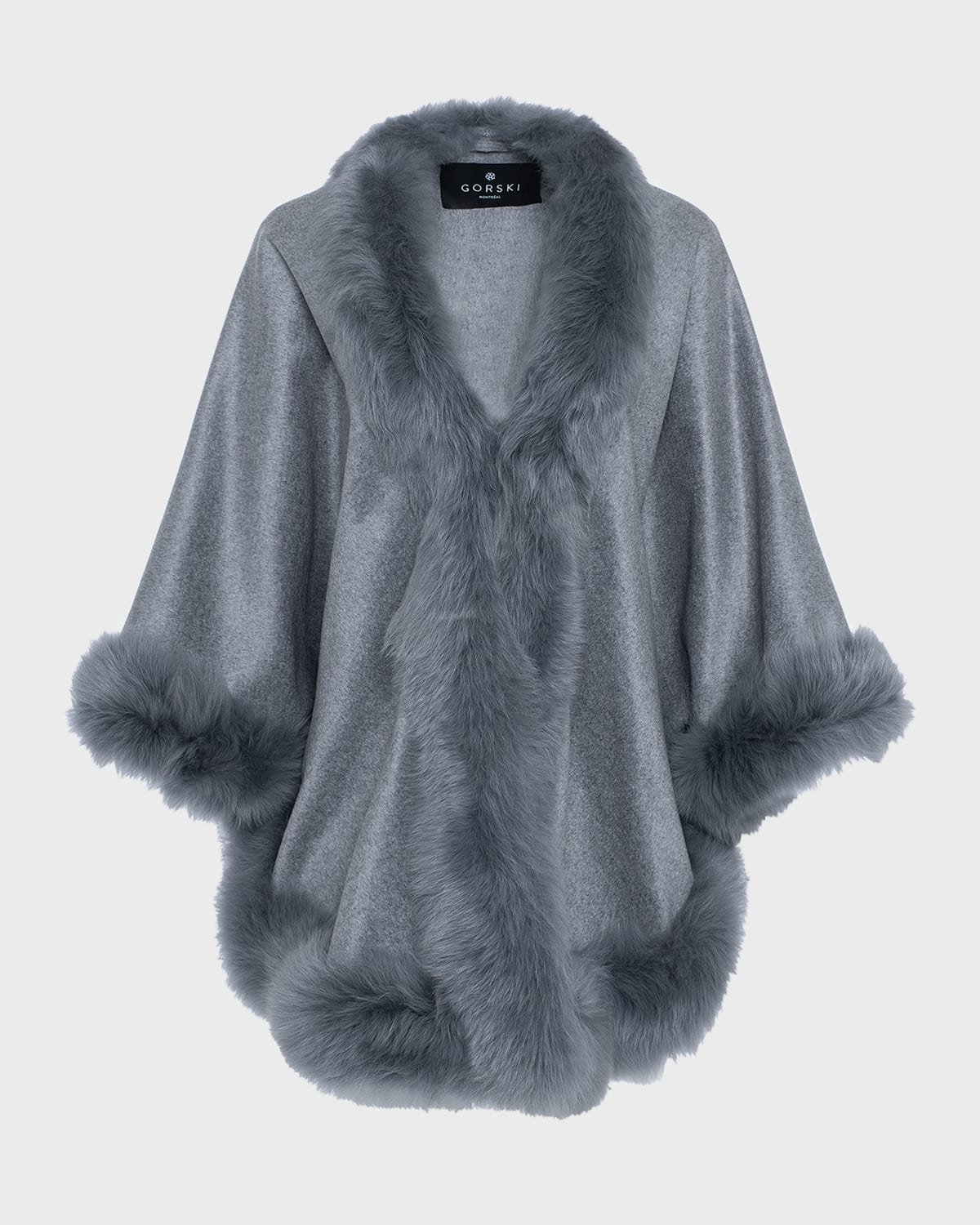 Cashmere Capelet with Lamb Shearling Trim