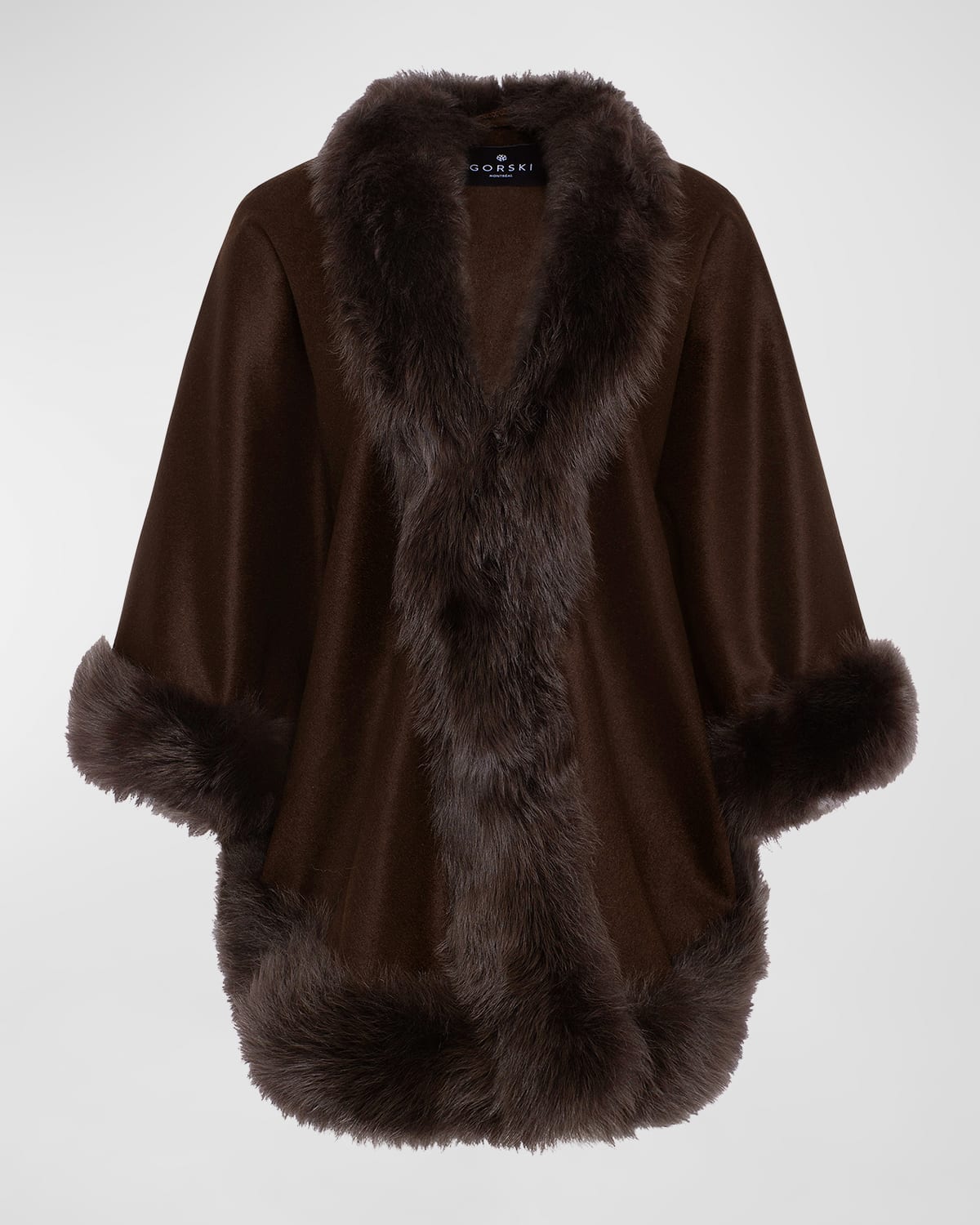 Cashmere Capelet with Lamb Shearling Trim