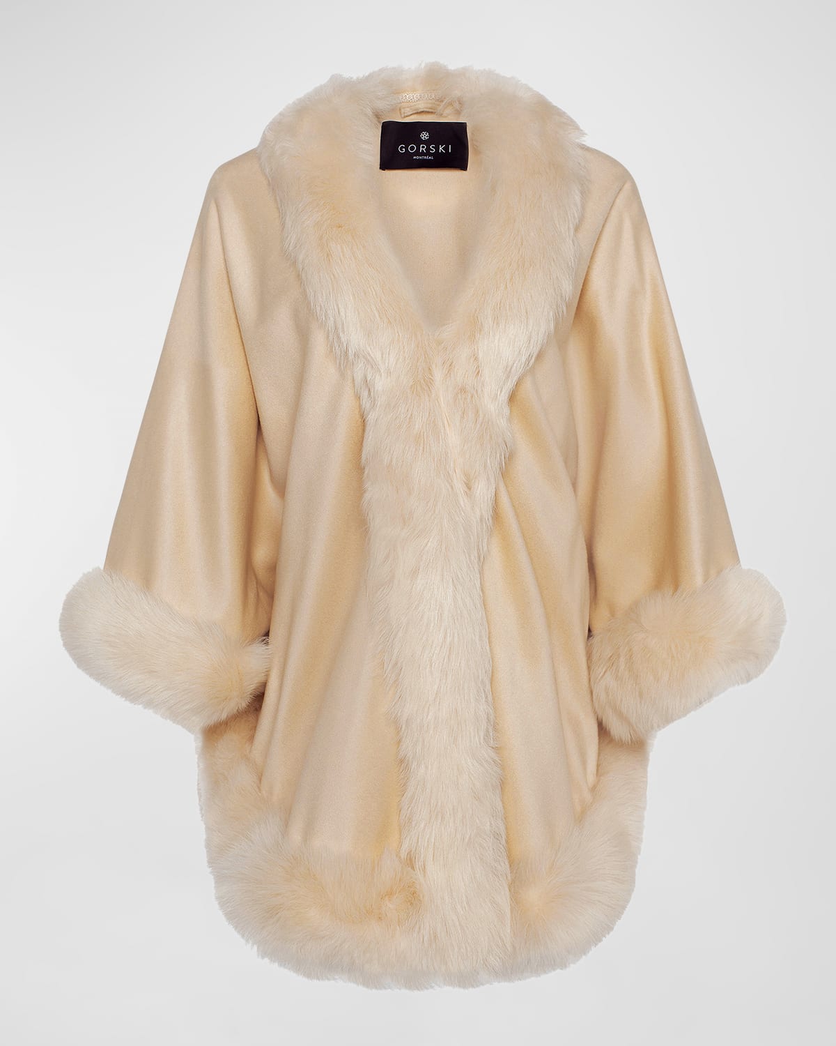 Cashmere Capelet with Lamb Shearling Trim