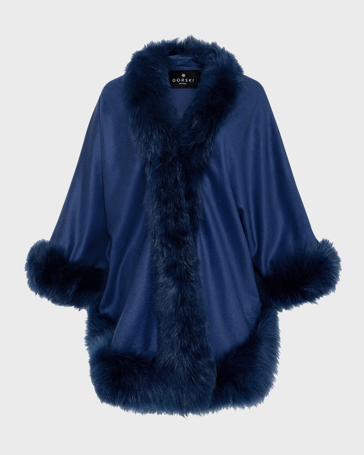 Cashmere Capelet with Lamb Shearling Trim