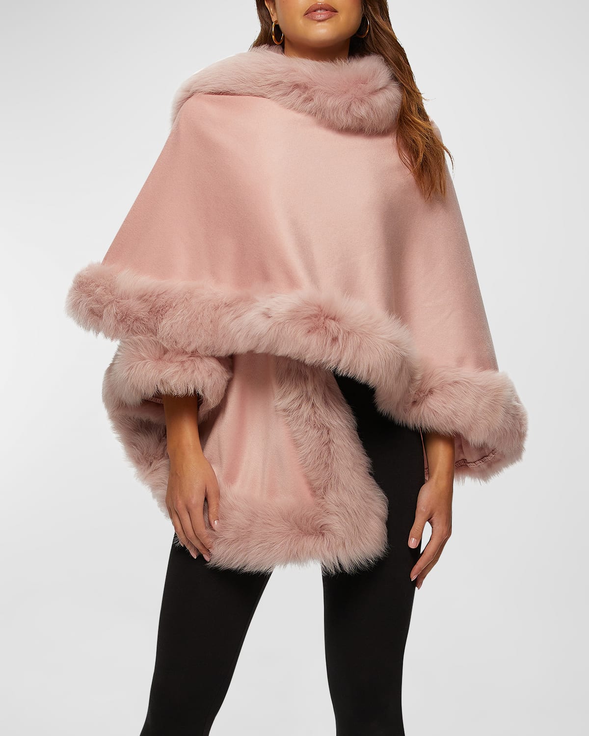 Cashmere Capelet with Lamb Shearling Trim