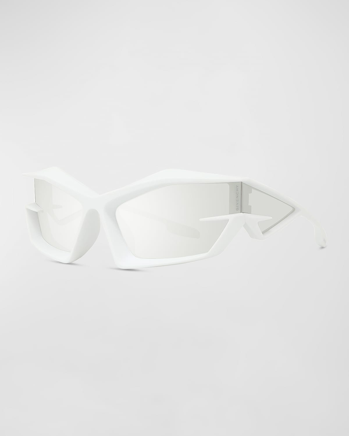 Givenchy Givcut Nylon Wrap Sunglasses In White Smoke Mirro