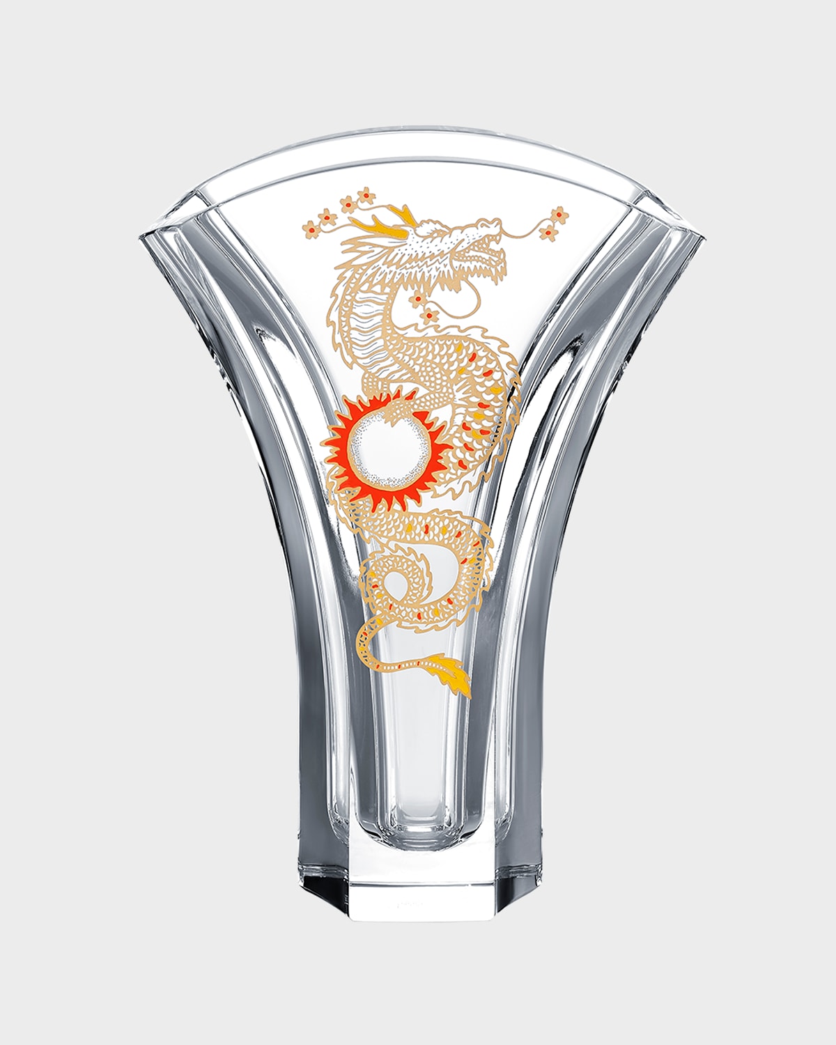 The Martha, By Baccarat Solar Dragon Ginkgo Vase - 10" In Metallic