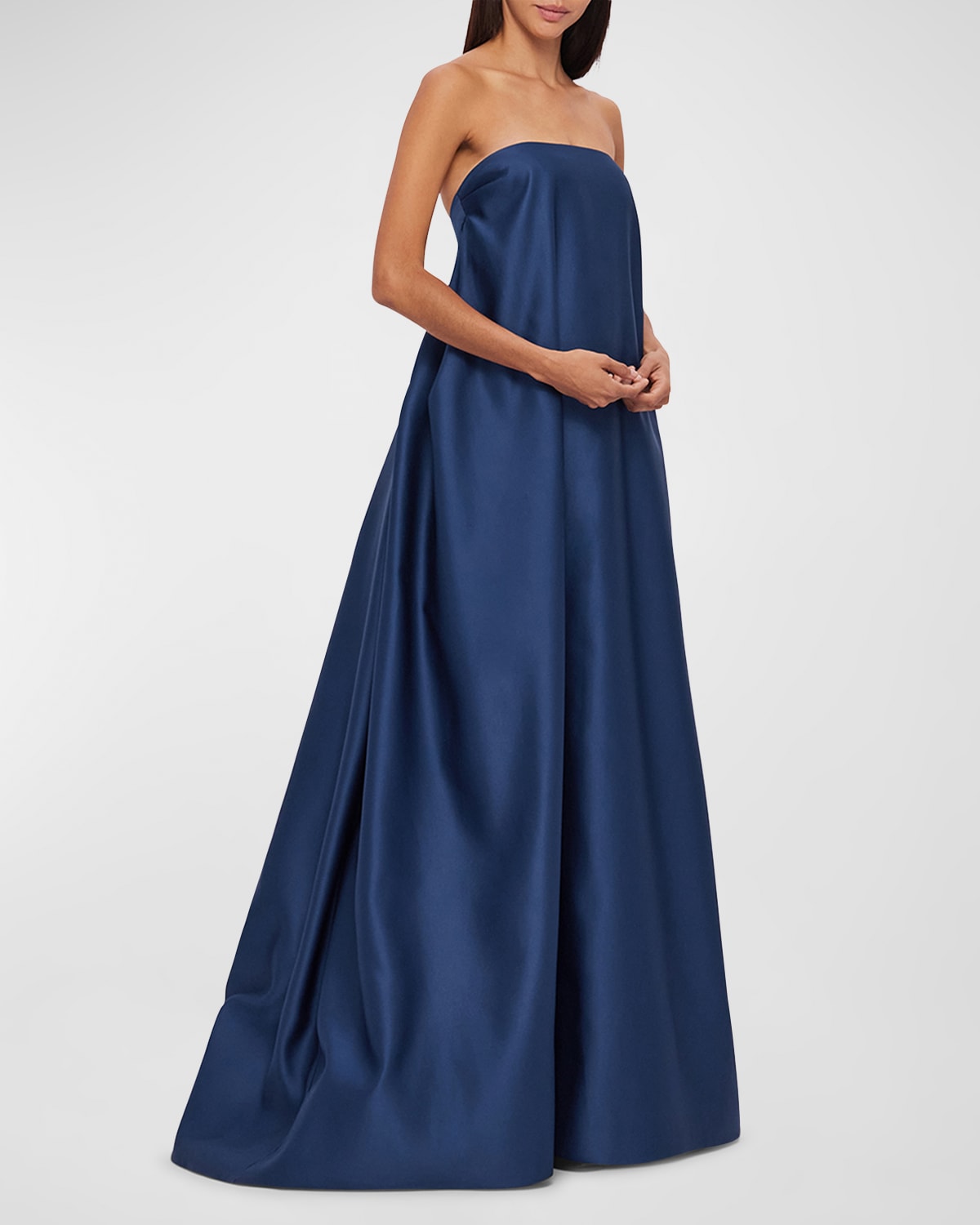Phoebe Pleated Strapless Trapeze Gown