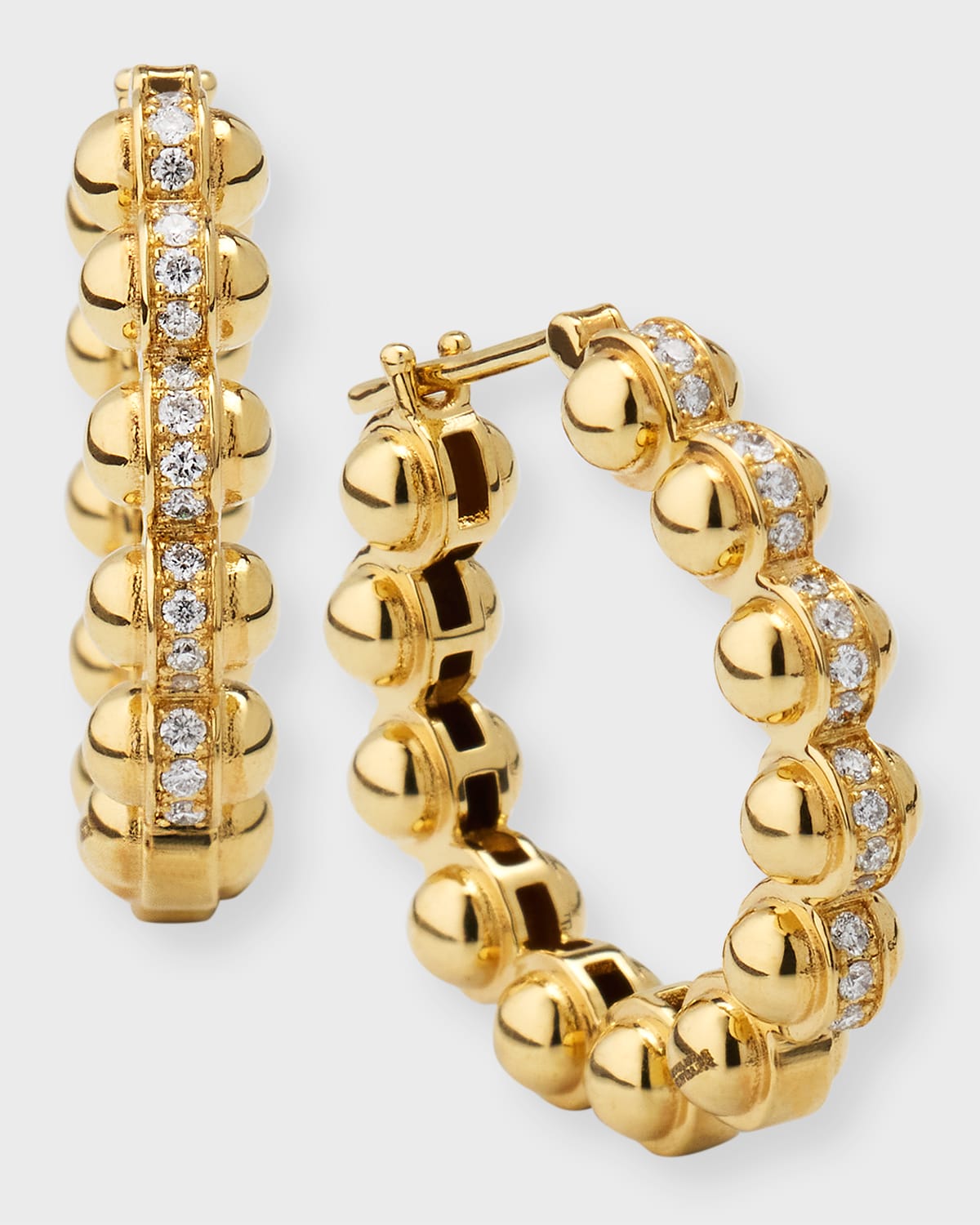 18K Yellow Gold Atom Diamond Hoop Earrings