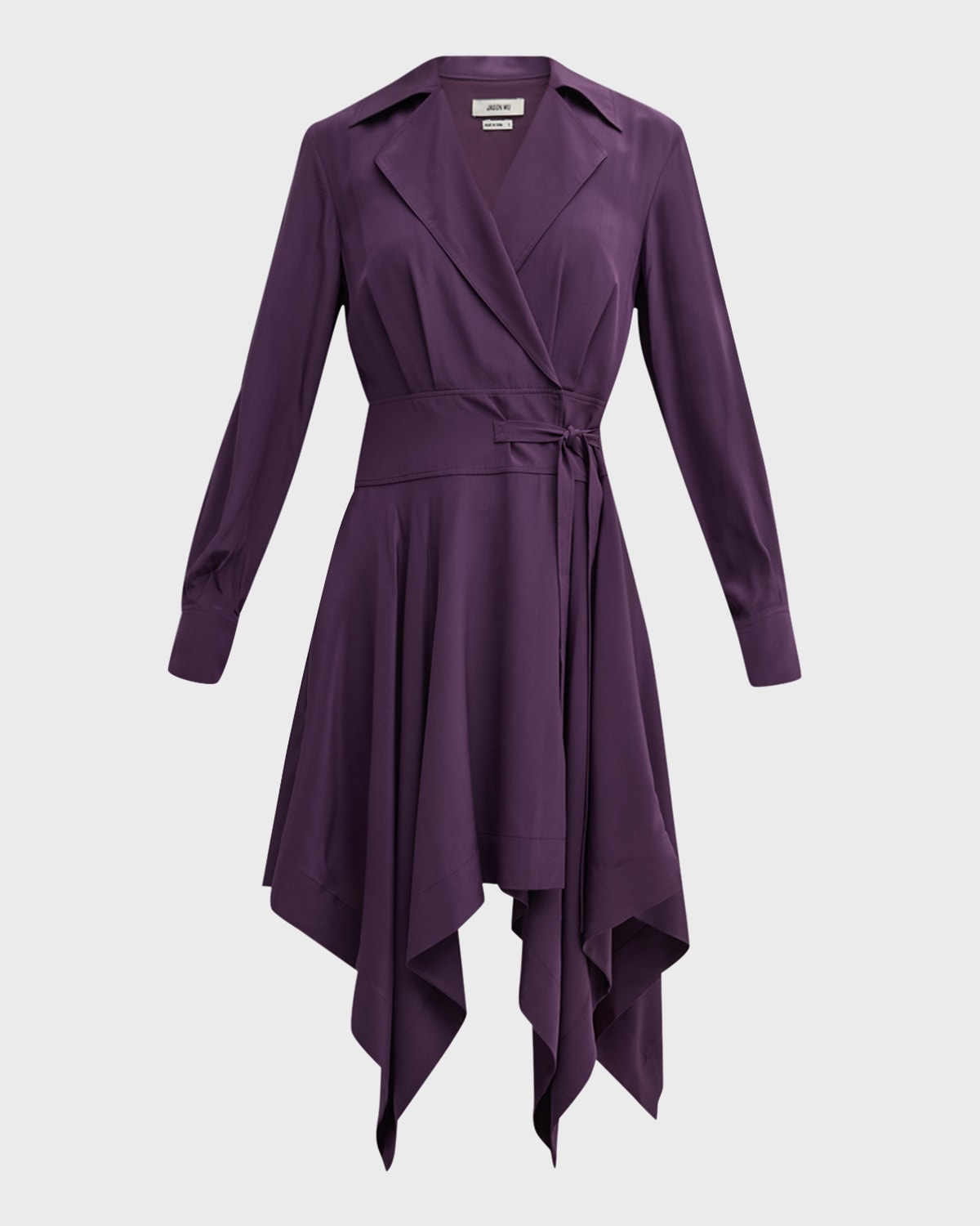 Handkerchief Silk Midi Wrap Shirtdress