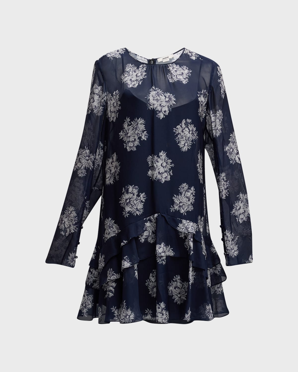 Jason Wu Floral-print Ruffle Mini Dress In Bouquet Floral-na