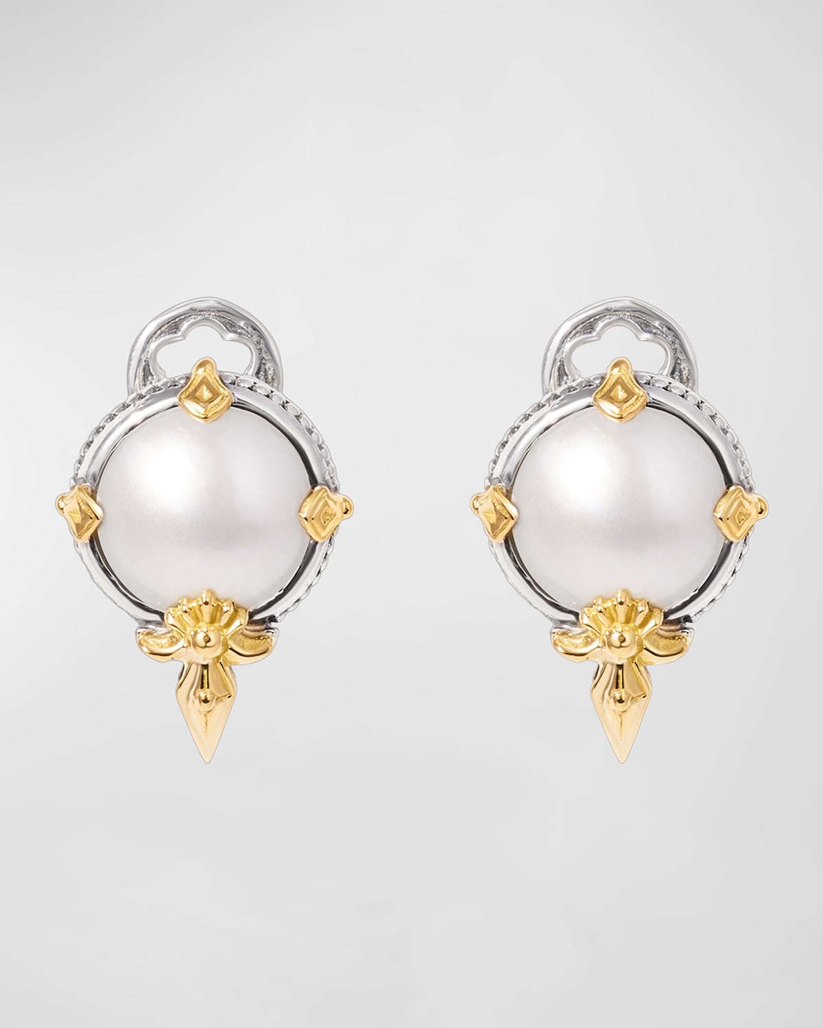 Konstantino Silver And Gold Pearl Stud Earrings In Two Tone
