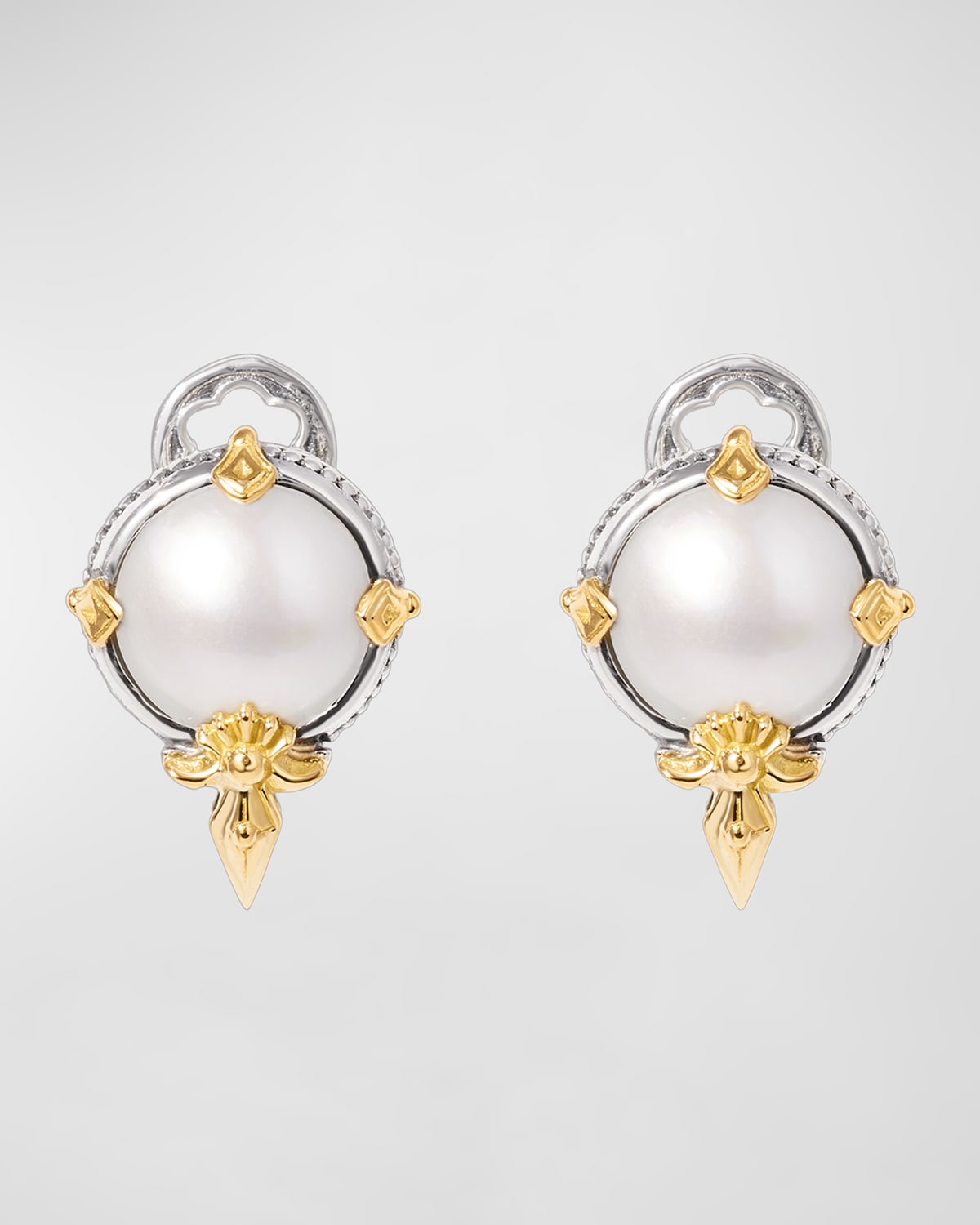 Silver and Gold Pearl Stud Earrings