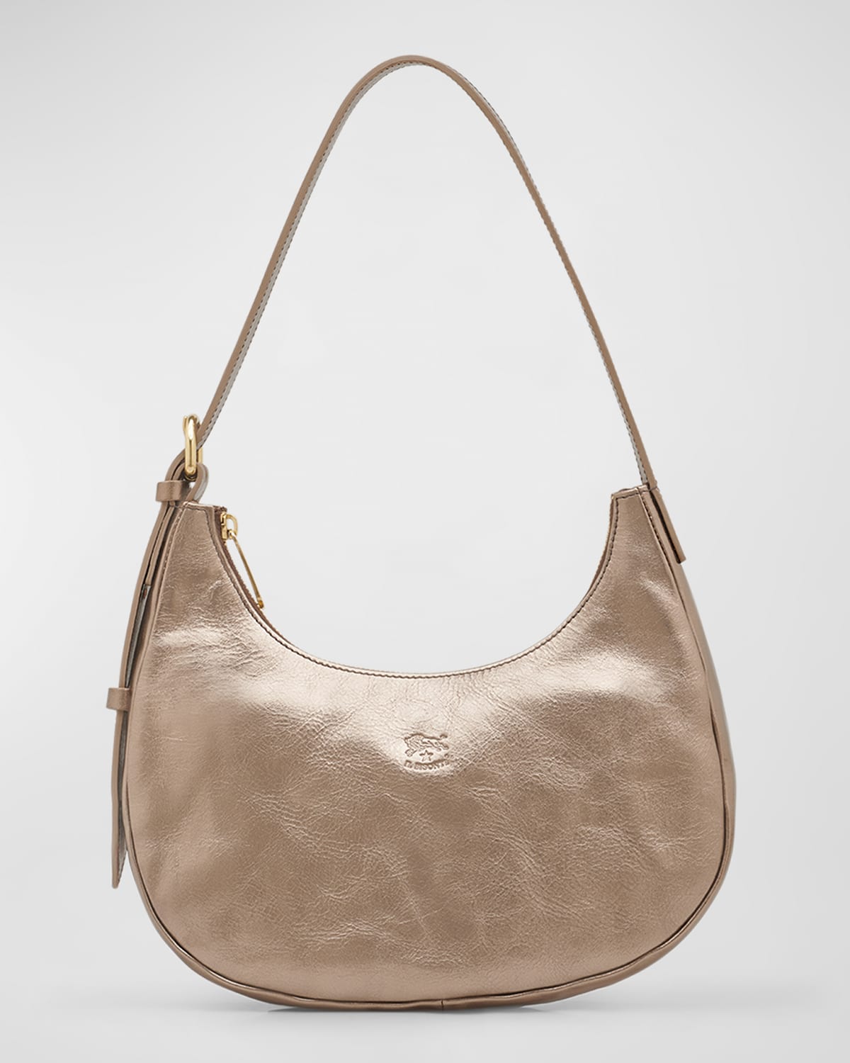 Il Bisonte Belcanto Metallic Leather Shoulder Bag In Bronze