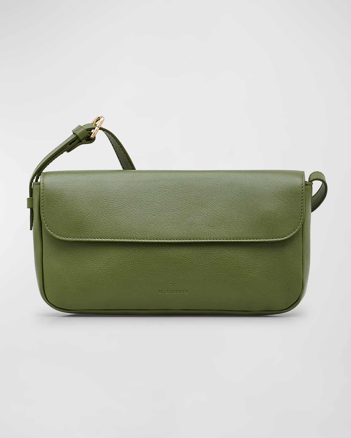 Il Bisonte Studio Flap Leather Shoulder Bag In Cipresso