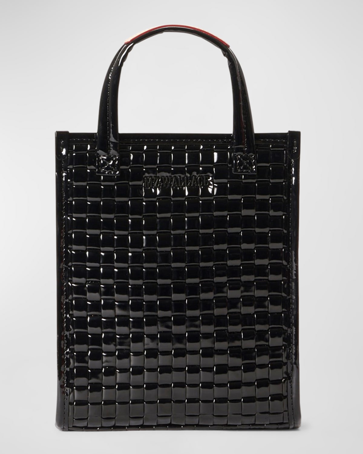 Medium Woven Patent Box Tote Bag